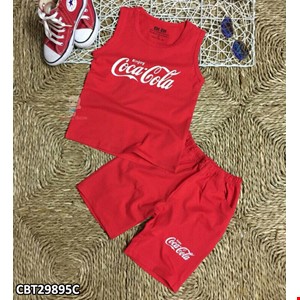 Bộ sát nách cho bé trai và bé gái in hình nước ngọt dễ thương cho bé từ 9-14 tuổi màu COCACOLA