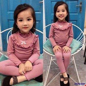 Bộ tay dài cổ lọ cho bé gái từ 1-7 tuổi