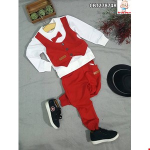 Bộ thu đông ghile sành điệu cho bé từ 1-7 tuổi màu đỏ