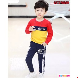 Bộ thu đông tay dài phối 3 màu cho bé từ 1-8 tuổi màu đỏ