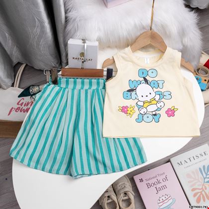 Bộ thun bé gái baloo Do what Bro và quần ngố ông suông xinh xắn