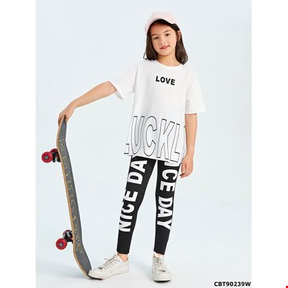 Bộ thun bé gái chữ love phối quần legging sành điệu