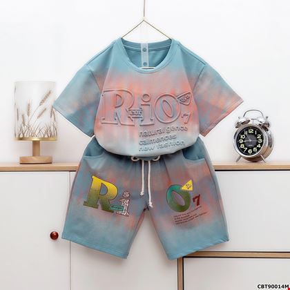 Bộ thun bé trai loang màu dập nổi RIO cực chất