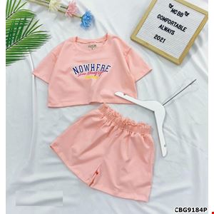 Bộ thun croptop NOWHERE và quần short năng động cho bé gái