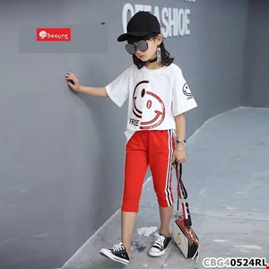 Bộ thun street style MẶT CƯỜI cho bé gái