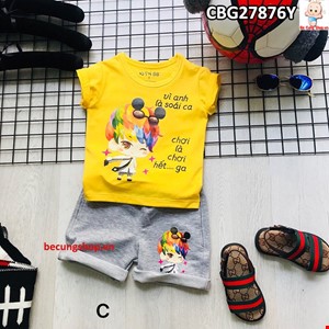 Bộ thun" vì anh là soái ca" cực yêu cho bé màu vàng