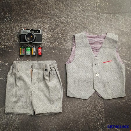 Bộ vest áo ghi lê (gile) và quần đùi cho bé trai từ 1-7 tuổi