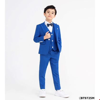 Bộ Vest cao cấp màu xanh nước biển sang trọng dành cho bé trai