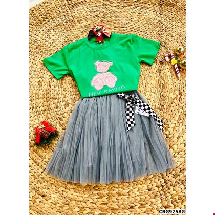 Chân váy phối nơ caro cực xinh dành cho bé gái