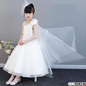 Đầm công chúa cao cấp lệch vai kèm choàng váy MÀU TRẮNG cho bé gái