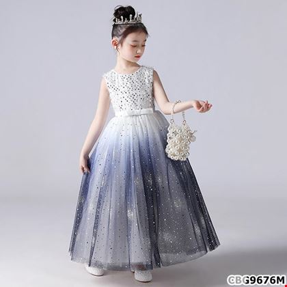 Đầm công chúa dạ hội phối màu sang trọng dành cho bé gái