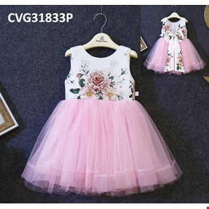 Đầm công chúa phía sau có nơ rời màu HỒNG