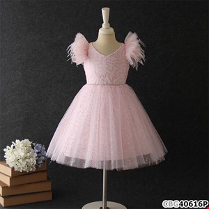 Đầm công chúa tay kết lông vũ sang trọng cho bé gái