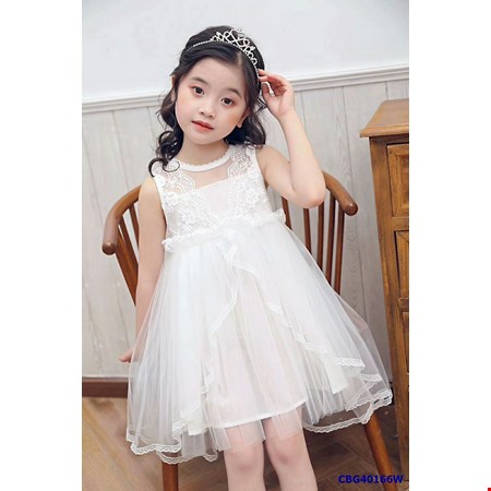 Đầm công chúa voan trắng tùng 2 cánh cho bé gái từ 2-7 tuổi