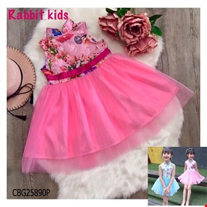 Đầm gấm phối voal siêu xinh cho bé