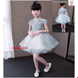 Đầm phi công chúa kết lá rơi dễ thương cho bé gái 3 - 10 tuổi  màu xám