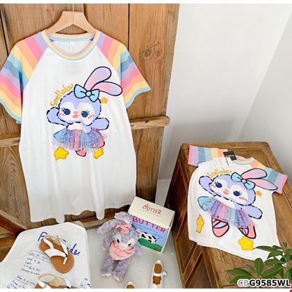 Đầm thỏ tay phối 3D sành điệu dành cho bé gái