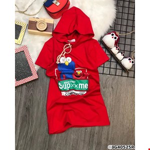 Đầm thun phối nón SUPER ME sành điệu cho bé gái