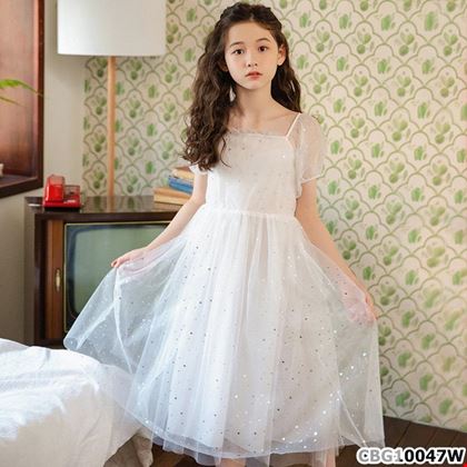 Đầm Voan công chúa Tiểu Tiên phối họa tiết dành cho bé gái