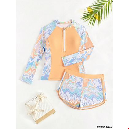 Đồ bơi bé gái tay dài phối quần bơi ngắn