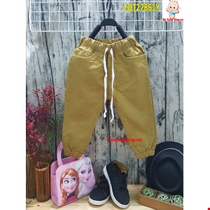 Quần dài bé trai bo lai từ 1-8 tuổi màu vàng