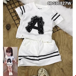 Set áo chữ A kèm chân váy cho bé từ 1-8 tuổi màu TRẮNG