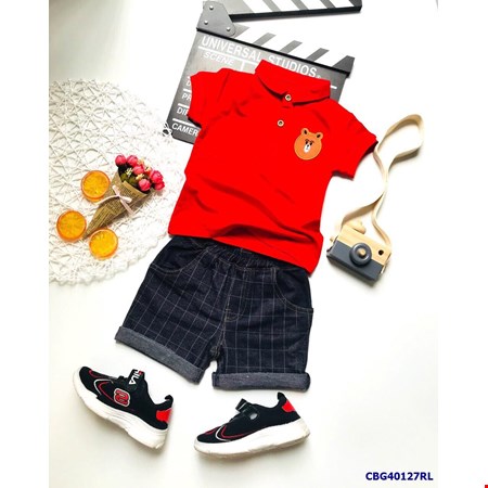 Sét áo cổ trụ và quần da cá giả jean cho bé trai từ 1-15 tuổi