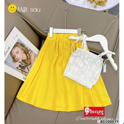 Set áo dây Croptop phối chân váy dây kéo cực xinh dành cho bé gái