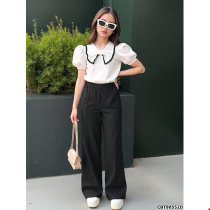 Set Áo Sơ Mi Trắng & Quần Ống Rộng Sọc Cho Bé Gái - Phong Cách Hè Năng Động