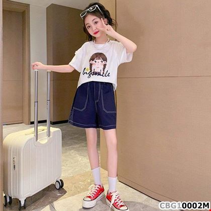 Set áo thun Cô Bé phối quần short kaki dễ thương dành cho bé gái