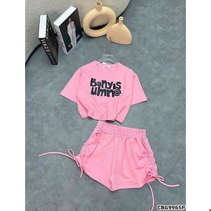 Sét áo thun croptop BANYNIS phối quần đùi dây rút dành cho bé gái