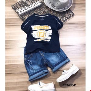 Bộ jean và áo thun Fendi cho bé trai- size Đại