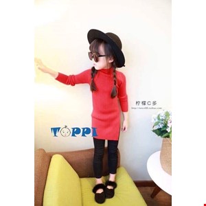 Set áo thun gân form dài xẻ tà quần legging da cá dễ thương cho bé gái 1 - 8 tuổi