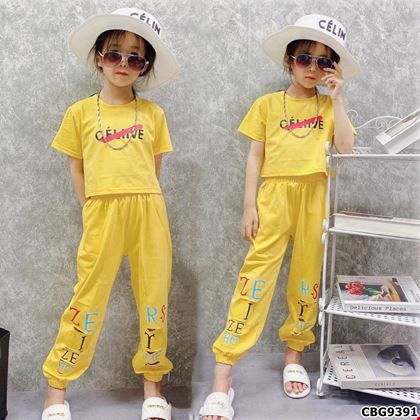 Sét áo thun và quần cắt rách kiểu LAZER dành cho bé gái