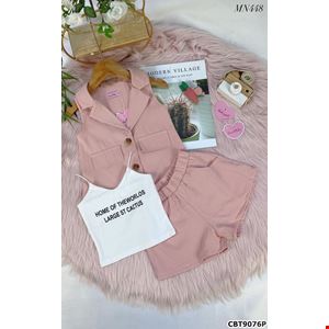 Sét vest  3 món phối áo 2 dây borip cho bé gái