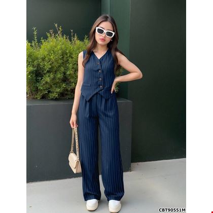 Set Vest & Quần Bé Gái Sọc Sang Chảnh, Phong Cách Thu Đông