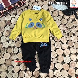 (SIZE ĐẠI )Bộ  thu đông hình mặt chó dễ thương cho bé từ 9-15 tuổi màu vàng