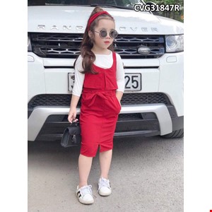 (SIZE ĐẠI ) Yếm + áo thun trơn  cho bé bé màu ĐỎ