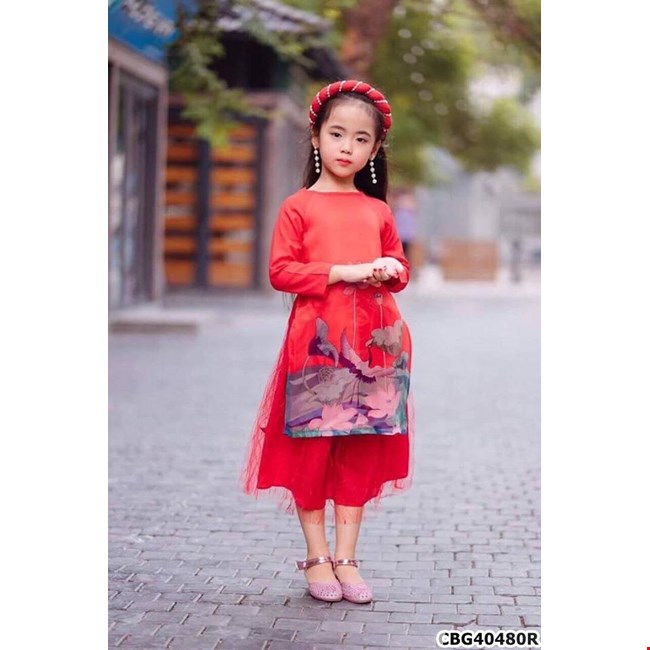 Áo dài cách tân cho bé gái kèm chân váy và mấn | Shopee Việt Nam