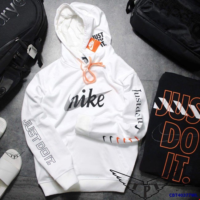 nike just do it white and orange hoodie