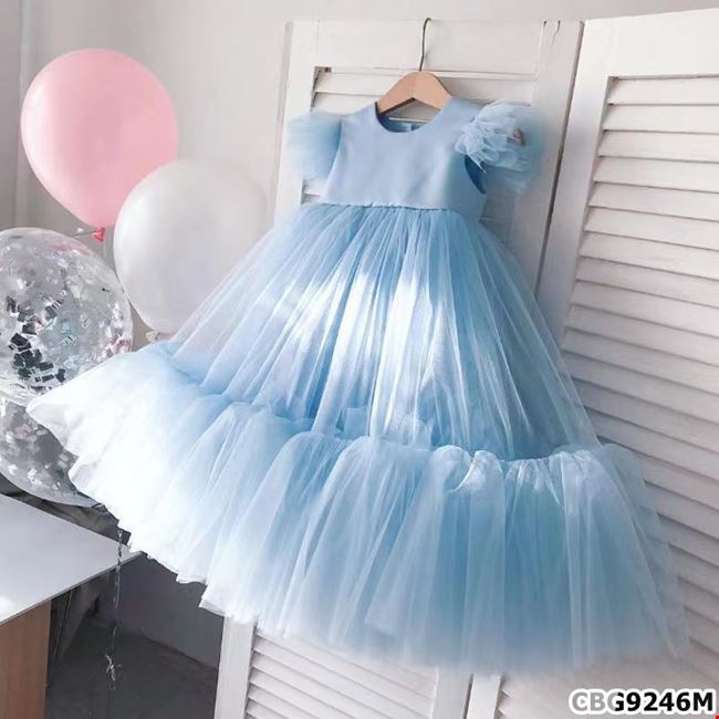 Váy công chúa sát nách đính hai nơ tơ cho bé gái từ 0-12 tuổi - ĐÀM CÔNG  CHÚA BÉ GÁI