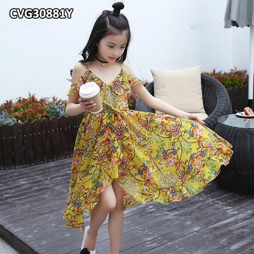 Váy maxi viền bèo phong cách tiểu thư cho bé gái từ 2-15 tuổi CVG40068P |  Bé Cưng Shop