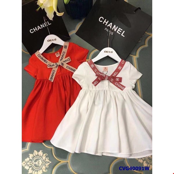 Đầm phối dây nơ Chanel siêu xinh cho bé gái từ 1-15 tuổi CVG40091R ...