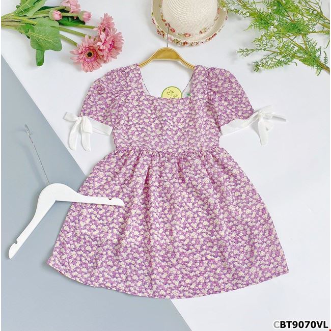 Đầm voan hoa nhí cổ vuông dáng babydoll cho bé gái CBT9070Y | Bé ...