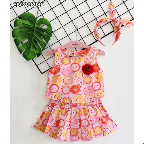 Set áo croptop dài tay kèm chân váy xếp ly dễ thương cho bé gái BGB123– Bé  Xinh Shop