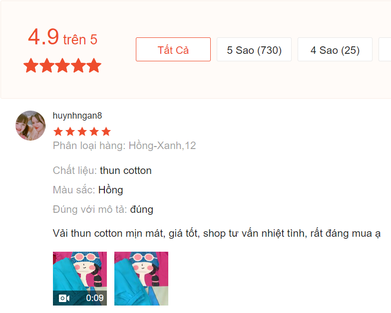 đánh giá khách hàng bé cưng trên shopee